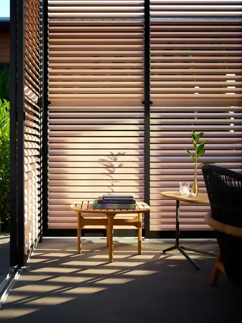 Renson Camargue louvered pergola on a rooftop terrace
